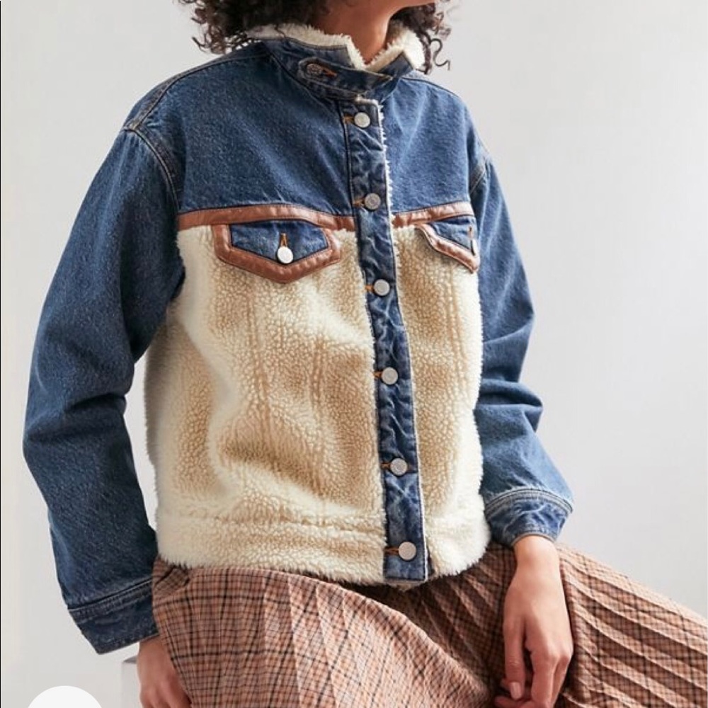 BCG + Urban Outfitters sherpa/denim trucker jacket